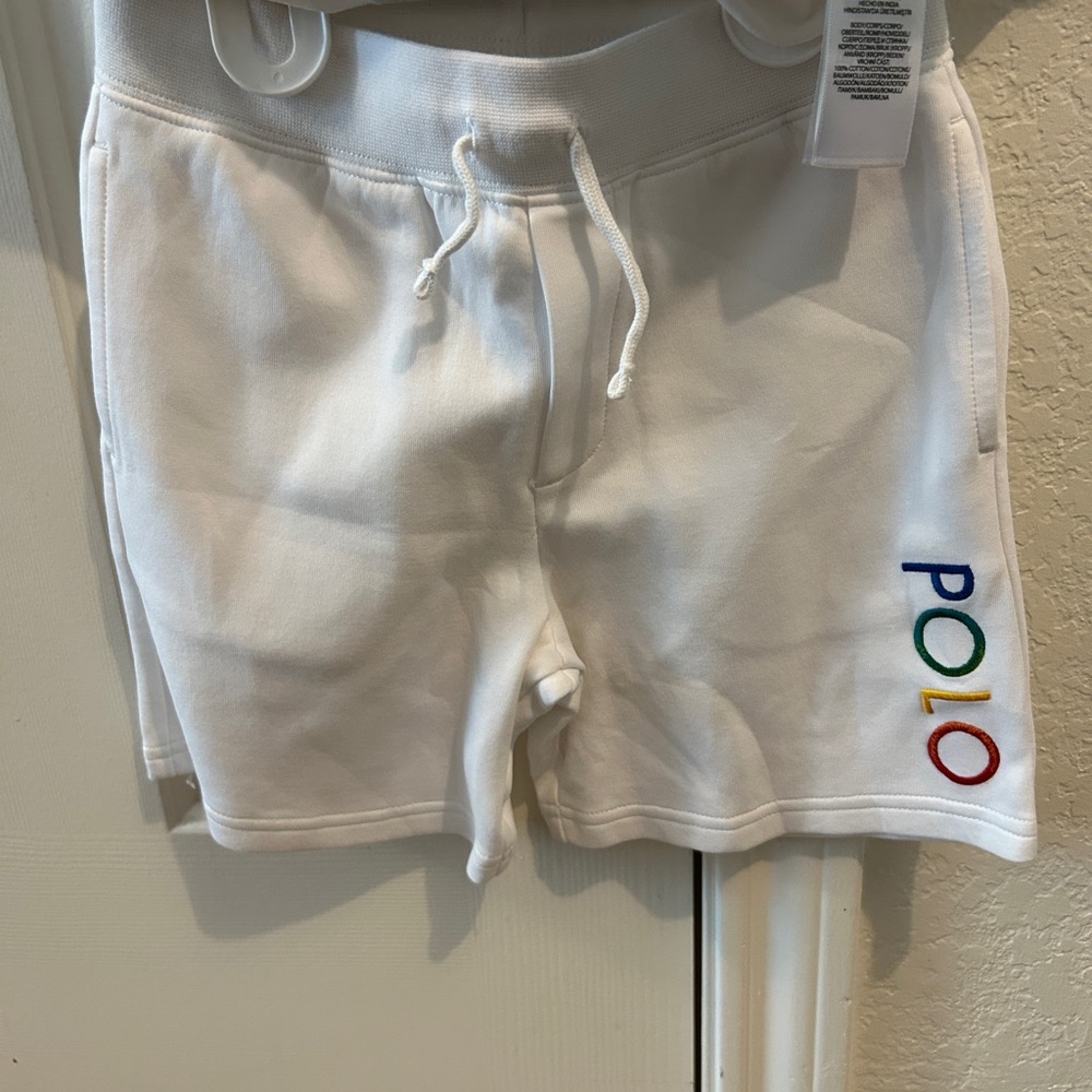 Polo by Ralph Lauren White Kids Shorts with Multicolor Logo